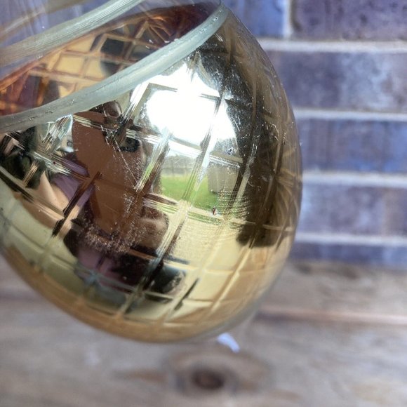 Gold Painted Clear Glass Christmas Ornament 7 Inch Long 3 Inch Wide SCRATCHED - Picture 5 of 9